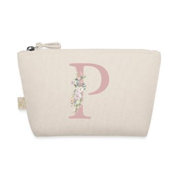 P Monogram, Floral, Customizable - Organic Pouch - nature - Front