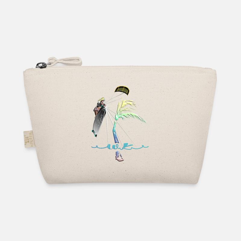 WK Palme Frau Kitesurferin - Bio-Täschchen - Natur