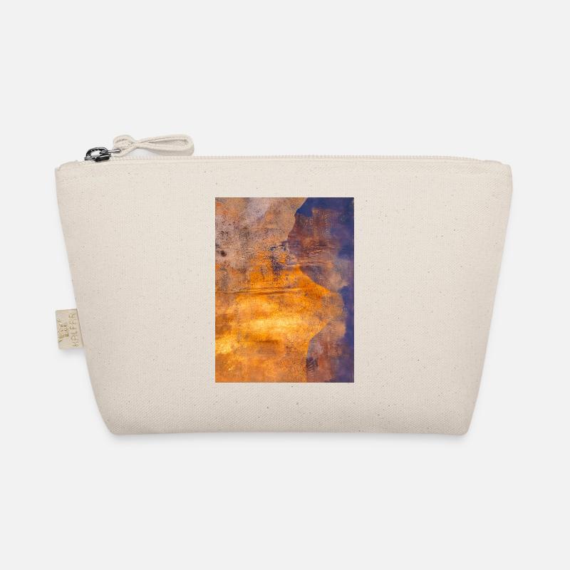 gold Kunstdruck Gelli Print abstrakte Kunst - Bio-Täschchen - Natur