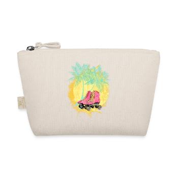 Sommer Sonne Palmen Urlaub - rosa Rollschuhe 60er - Bio-Täschchen - Natur - Vorne