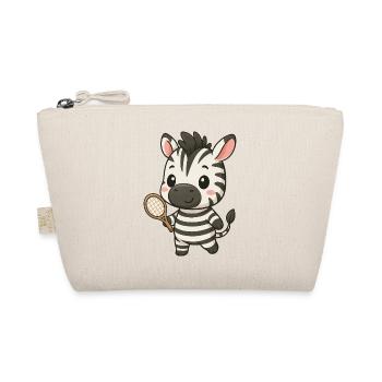 Cute Zebra Tennis Player Cartoon Joy Chibi - Organic Pouch - nature - Front