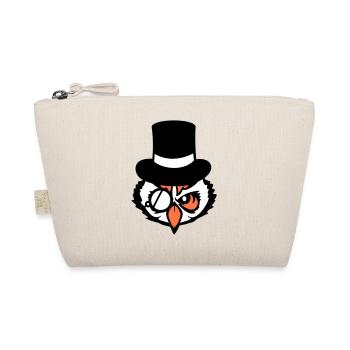 Sir Owl Top Hat Monocle Glasses Rich Mr. - Organic Pouch - nature - Front