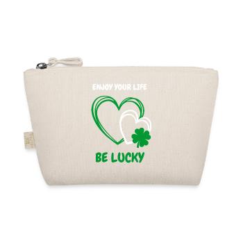 Enjoy Life & be lucky – Herz mit Kleeblatt - Bio-Täschchen - Natur - Vorne