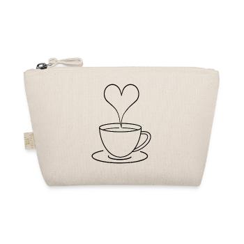 Minimalistische Kaffee Tasse-Herz, Liebe, Geschenk - Bio-Täschchen - Natur - Vorne