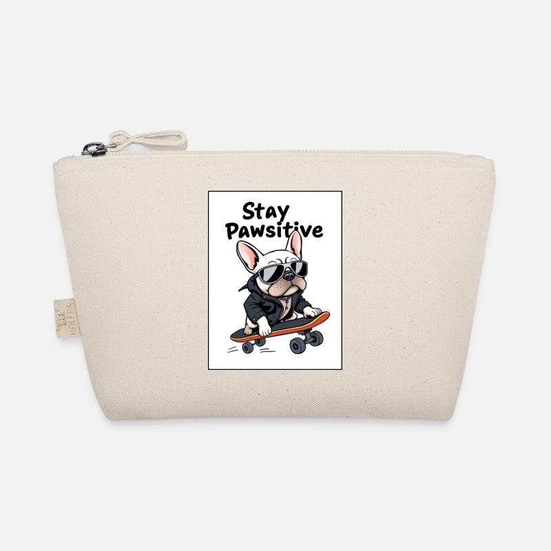 Cooler Bulldoggen Style – Stay Pawsitive Design - Bio-Täschchen - Natur