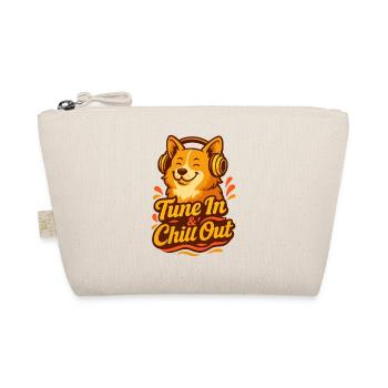 "Tune In & Chill Out" Happy Corgi with Headphones - Organic Pouch - nature - Front