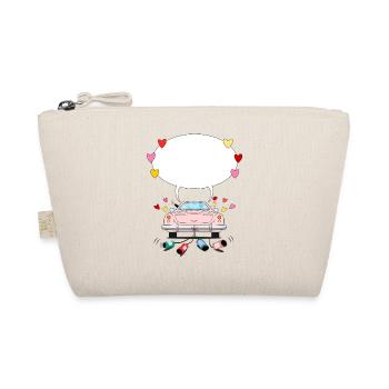 Voiture de mariage avec bulle de dialogue en rose - Trousse biologique - nature - Devant
