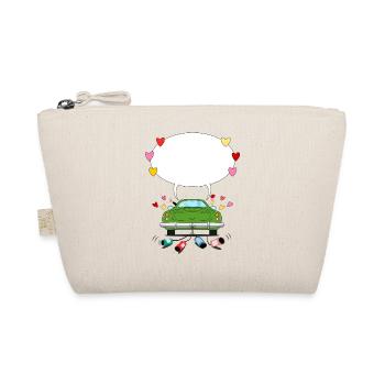 Voiture de mariage avec bulle de dialogue en vert - Trousse biologique - nature - Devant