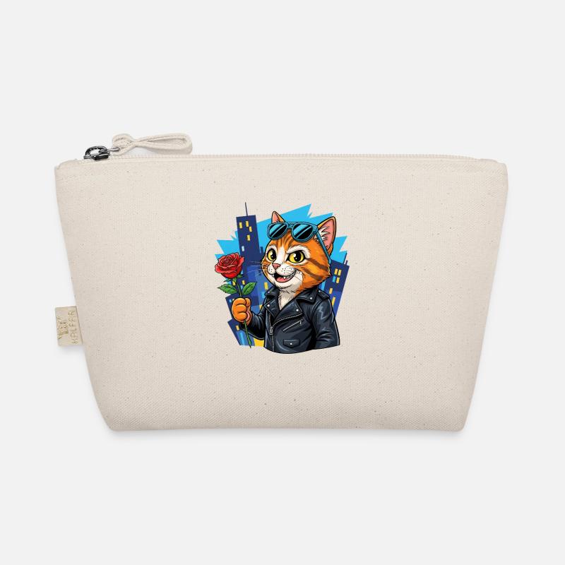 Coole Katze mit Rose – Charme Offensive! Bio-Täschchen