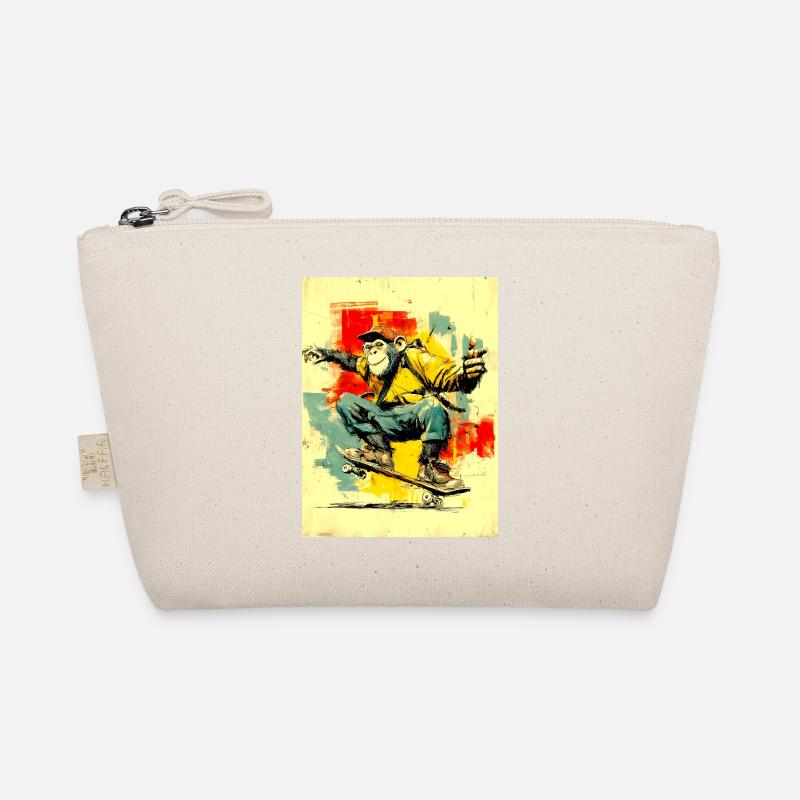 Cooler Affe auf Skateboard- modern, stylisch Bio-Täschchen