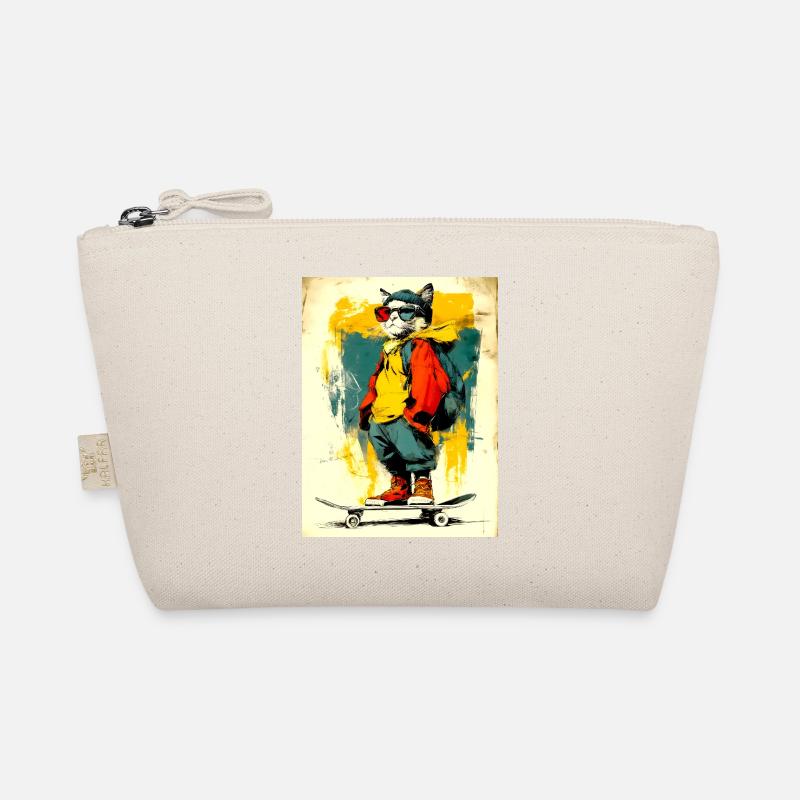 Chat cool sur le skateboard - moderne, élégant Trousse biologique