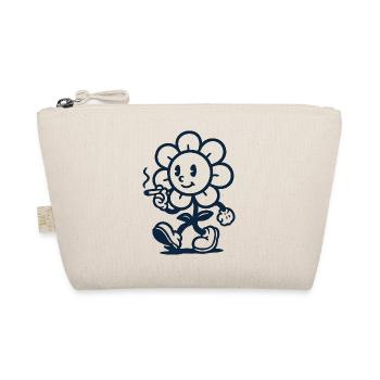 Retro Blumen Maskottchen mit Zigarette Zeichnung - Bio-Täschchen - Natur - Vorne