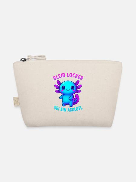 Bleib locker sei ein Axolotl | Neon Spruch Design - Bio-Täschchen - Natur - Vorne