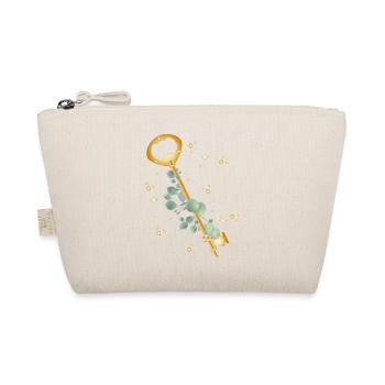 Golden Key with Eucalyptus Branch Motif - Organic Pouch - nature - Front