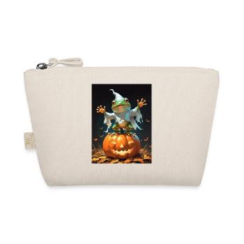 Halloween Frog Ghost Gift Idea - Organic Pouch - nature - Front