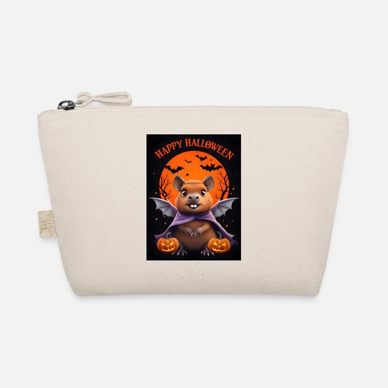 Halloween Capybara Ghost Gift Idea - Organic Pouch - nature