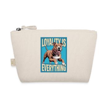 Pitbull with lettering "Loyalty is everything" - Organic Pouch - nature - Front