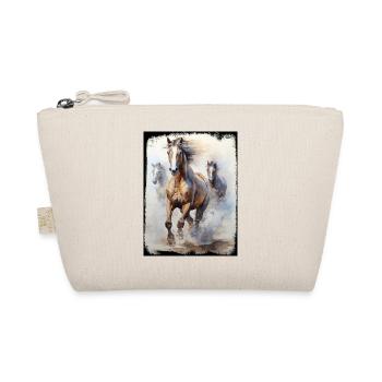 Aquarelllauf Wildpferde Strand Sand Lebensfreude - Bio-Täschchen - Natur - Vorne
