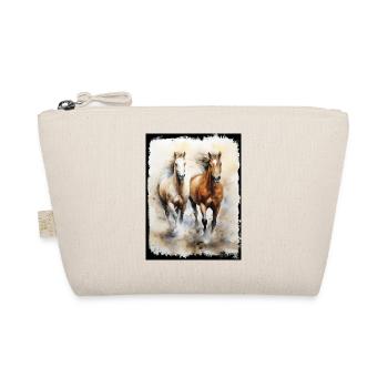 Wild horses in motion watercolor illustration - Organic Pouch - nature - Front