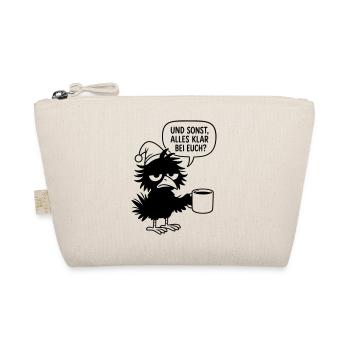 Corbeau noir avec capuchon endormi et bulle de dialogue - Trousse biologique - nature - Devant