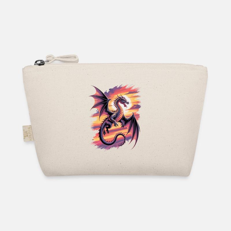 Fantasy dragon at sunset Organic Pouch