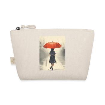 Fille sous parapluie en pluie intense - Trousse biologique - nature - Devant