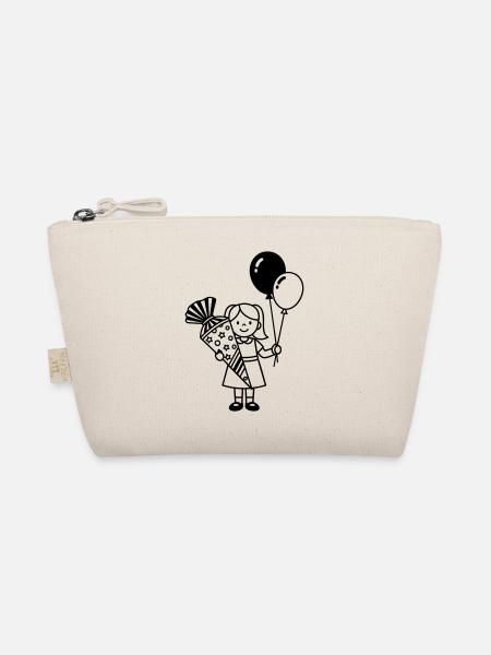 School enrollment girl with school cone - Organic Pouch - nature - Front