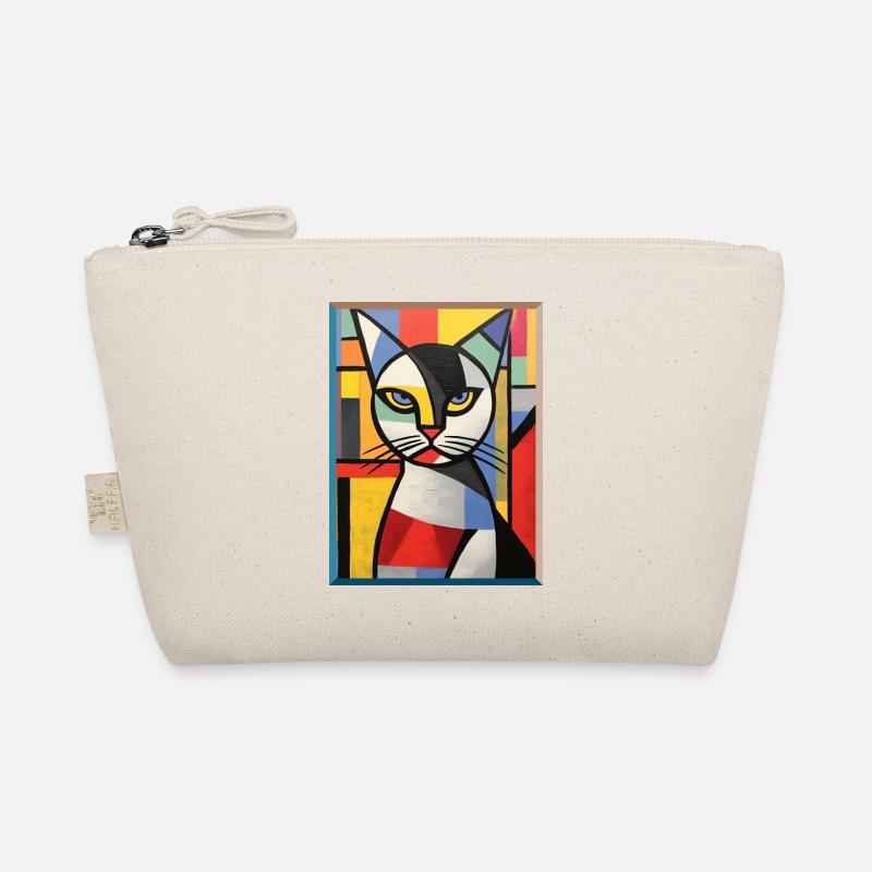 Tête de chat abstraite en blocs de couleur style Pop Art Trousse biologique