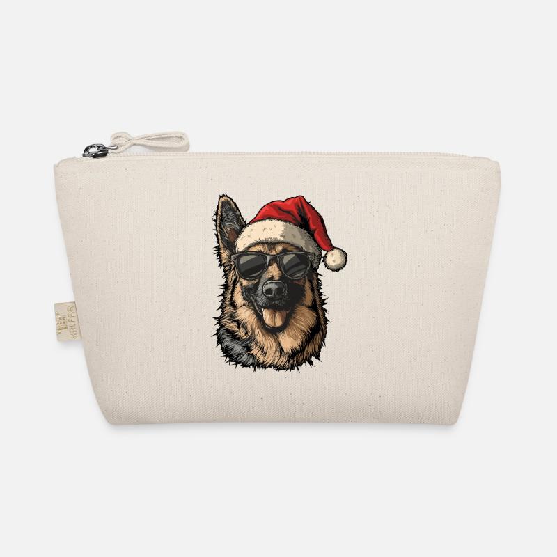 Cooler Deutscher Schäferhund mit Weihnachtsmütze Bio-Täschchen
