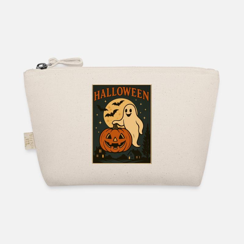 Halloween Geist mit Kürbis - Bio-Täschchen - Natur