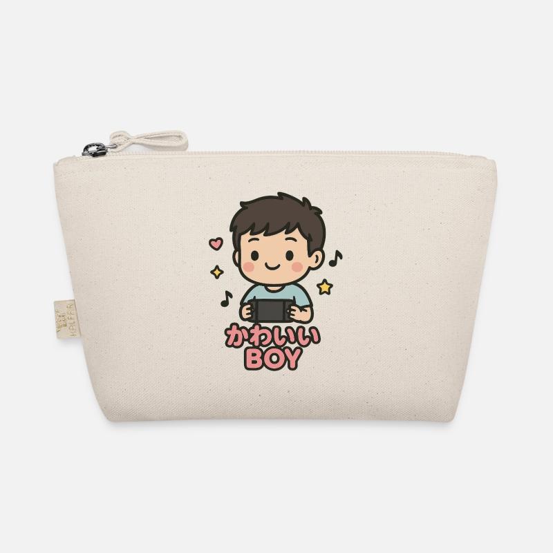 Cute boy with game controller Organic Pouch
