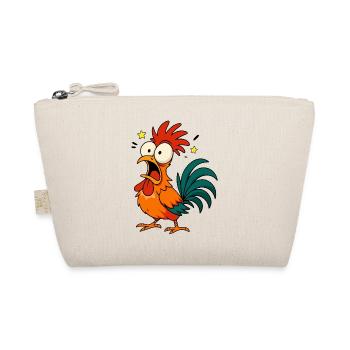 Crazy Rooster – Funny Chicken Cartoon Meme Design - Organic Pouch - nature - Front