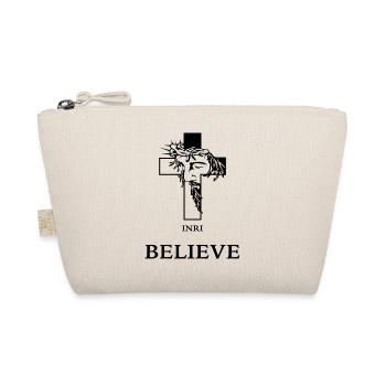 Believe – Modern Cross with Jesus - Organic Pouch - nature - Front