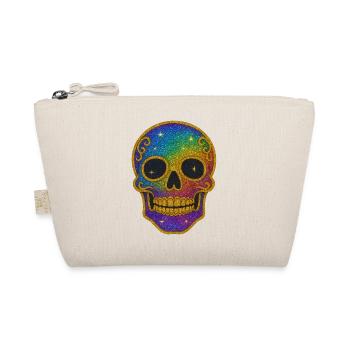Regenbogen Glitzer Totenkopf Halloween - Bio-Täschchen - Natur - Vorne