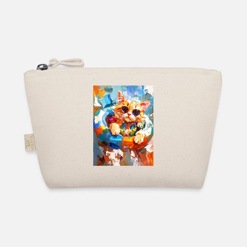 Chat cool dans un anneau de natation coloré Trousse biologique