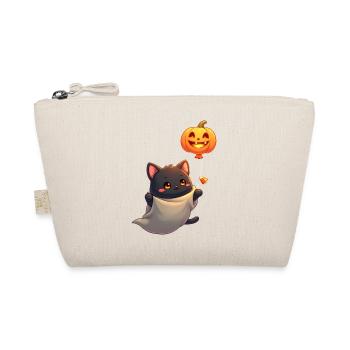 Halloween Katze mit Halloween Kürbis - Bio-Täschchen - Natur - Vorne
