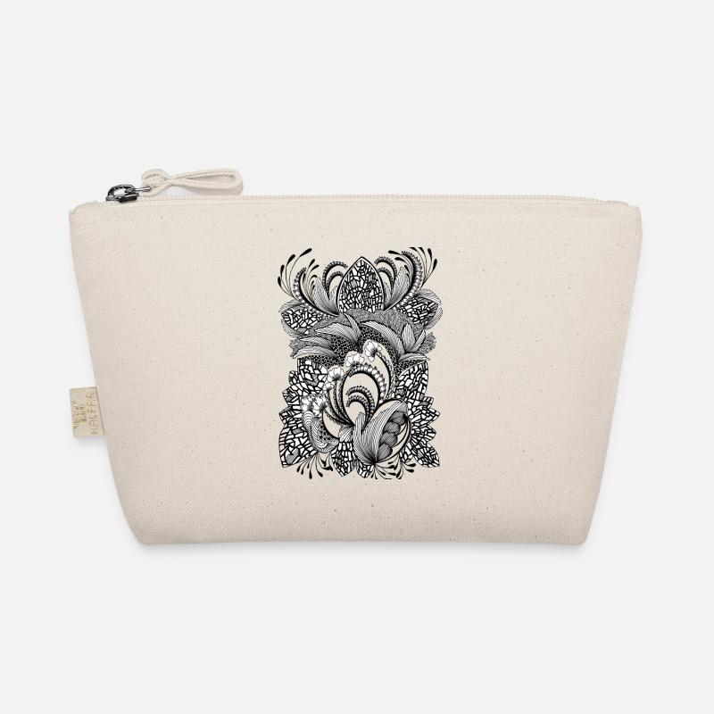 Black and white pattern flowers Organic Pouch