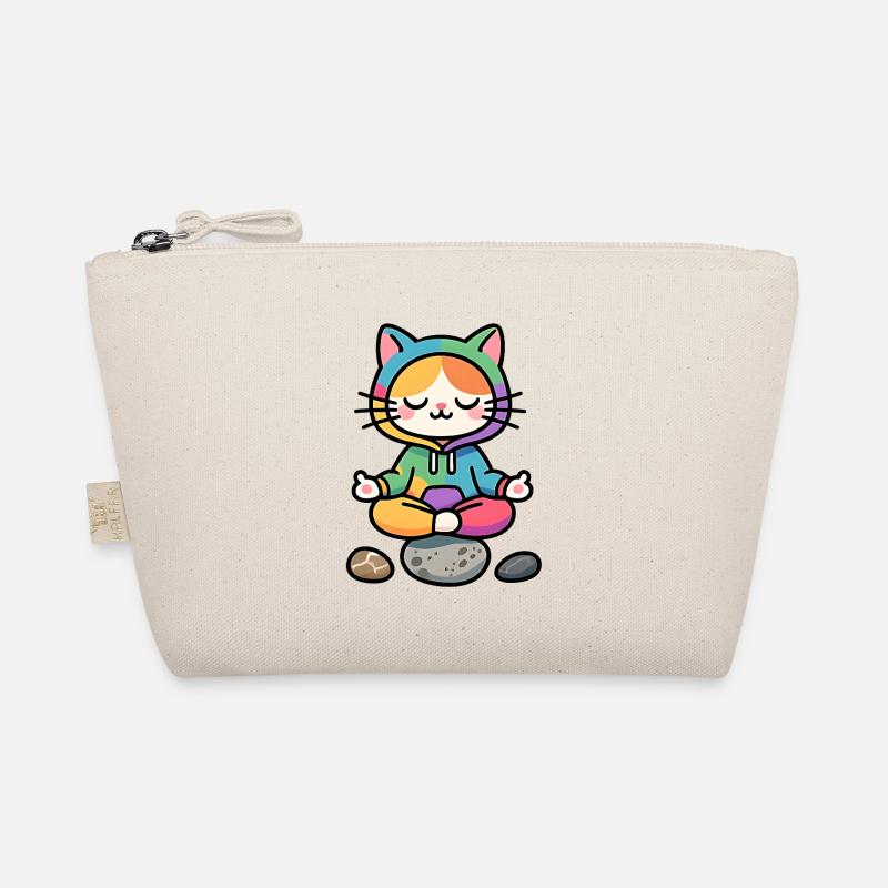 Meditative Regenbogen-Zen-Katze Bio-Täschchen