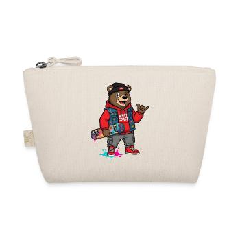 Wave Bear Skateboard Graffiti Pullover Hoodie - Organic Pouch - nature - Front