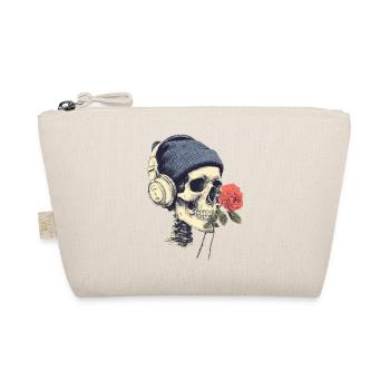 Skull with headphones and rose - Organic Pouch - nature - Front