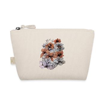 Flower Lines Brown Grey – Floral Design - Organic Pouch - nature - Front