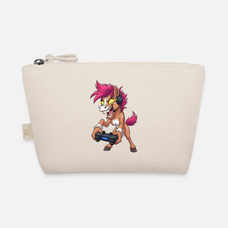 Crazy Neon Pony Gamer with Headset Gaming Organic Pouch