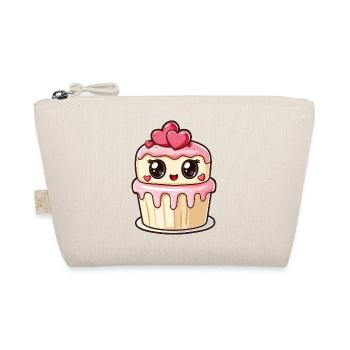 Kawaii Cupcake with Hearts - Organic Pouch - nature - Front