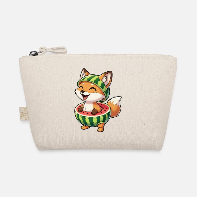 Funny fox with watermelon summer fun Organic Pouch