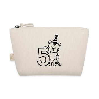 Party Tiger with Number 5 Cartoon Illustration - Organic Pouch - nature - Front
