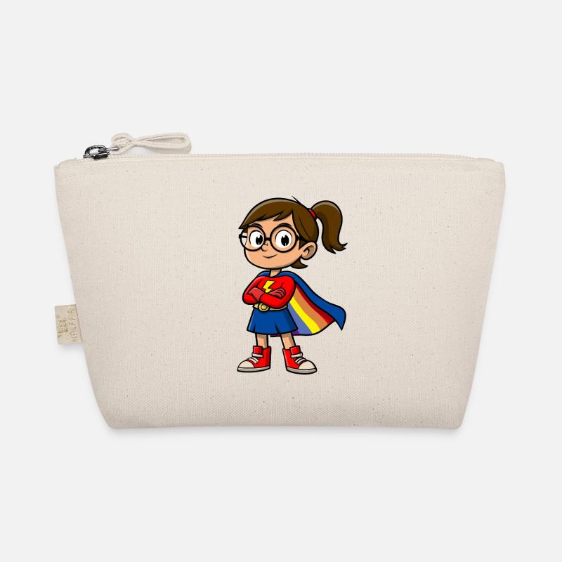 Kleine Superheldin mit Brille - Bio-Täschchen - Natur