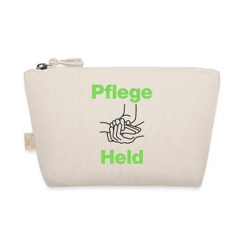 Pflegeheld, Hände, mit Herz, Pfleger, Pflegerin - Bio-Täschchen - Natur - Vorne