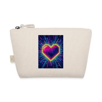 Neon Heart Pulse – Retro 80s Love - Organic Pouch - nature - Front