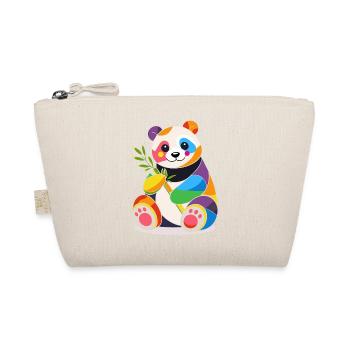 Colorful Panda with Bamboo – Cheerful Design - Organic Pouch - nature - Front