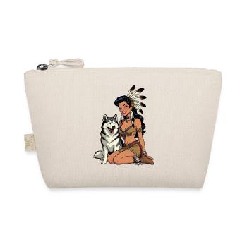 Indian woman with husky dog - Organic Pouch - nature - Front